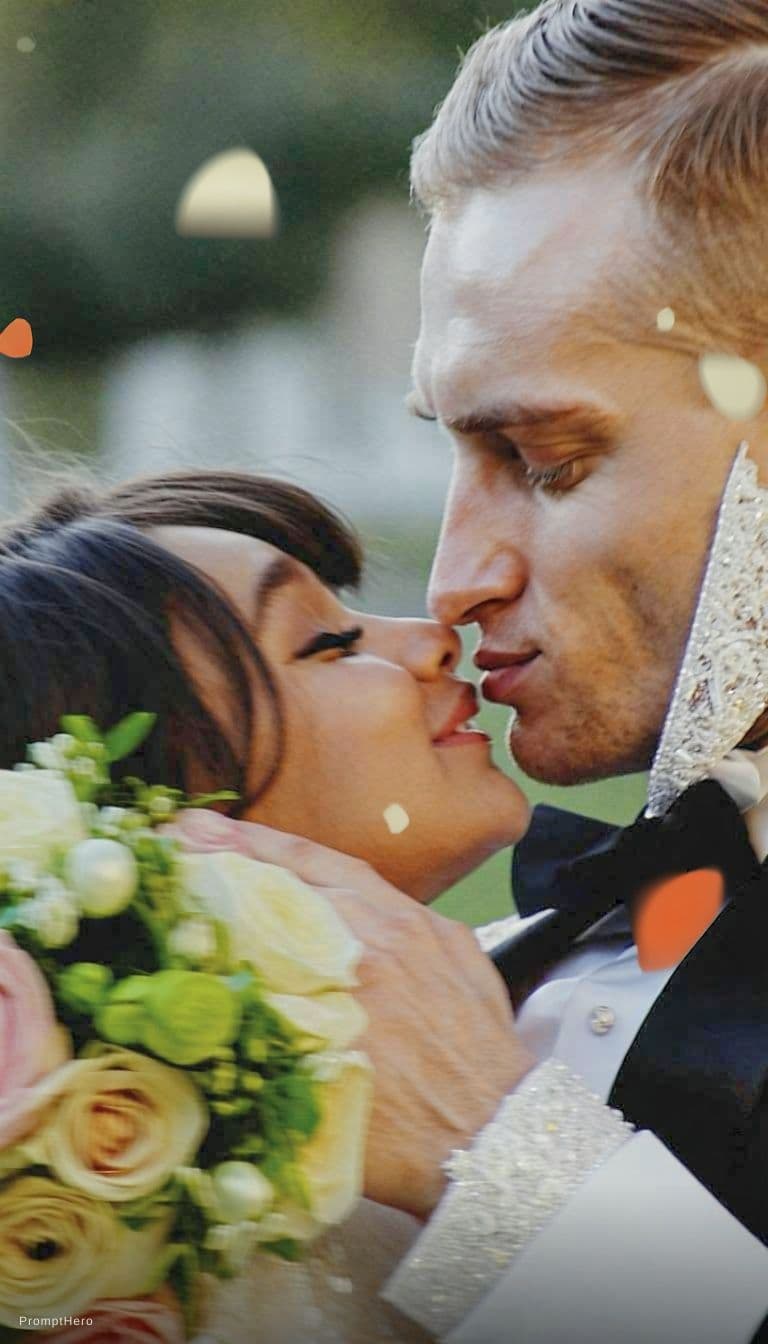 AI generated: make these two share a romantic French kiss