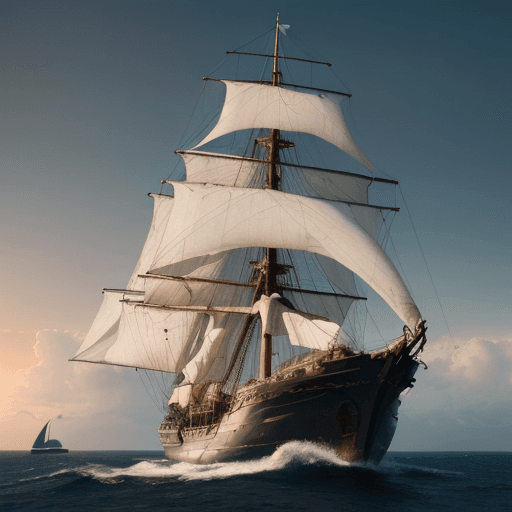 AI generated: Photo of a ultra realistic sailing ship, dramatic light, pale sunrise, cinematic lighting, battered,...