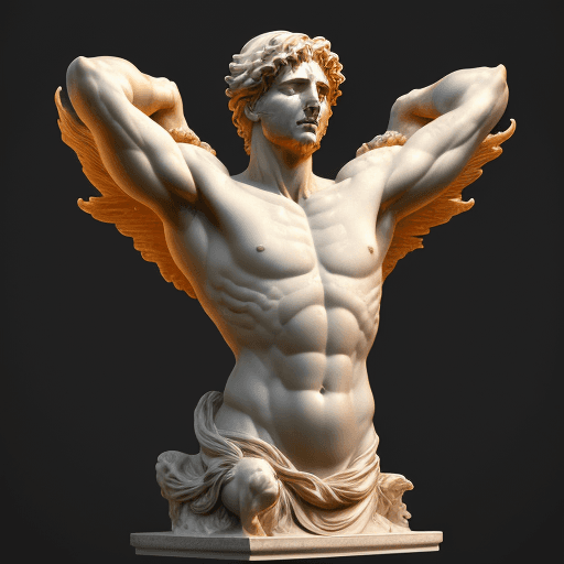 AI generated: perfect God hugging roman sculpture, in style of Michelangelo, sculpted from fire and water, intrica...