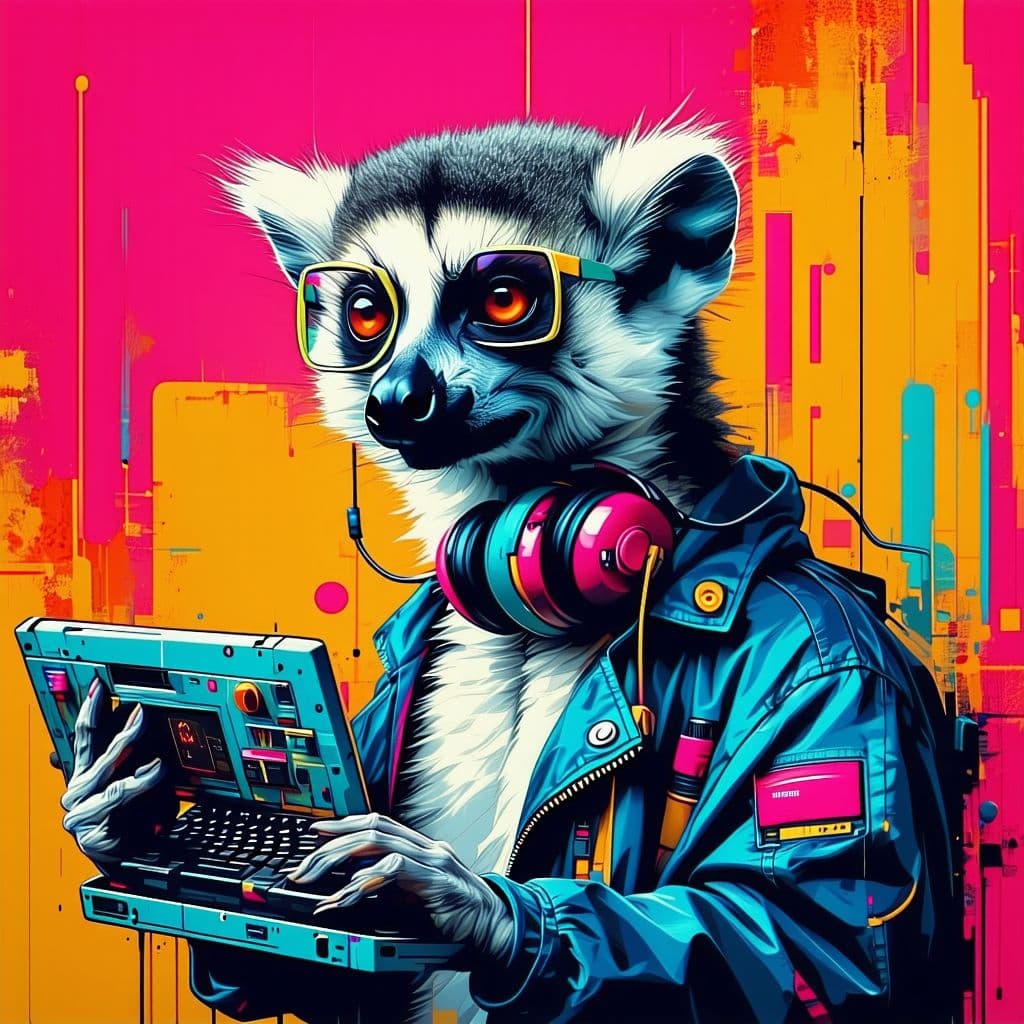 AI generated: Retro Techno Lemur