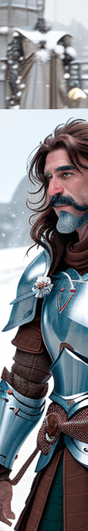 AI generated: Full male body, resting in the snow, male human, Sturm from Dragonlance, human knight, honorable, wi...
