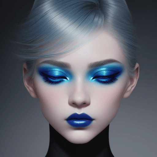 AI generated: a close up of a man with a blue eye shadow on her face, official dior editorial, trending on pintres...