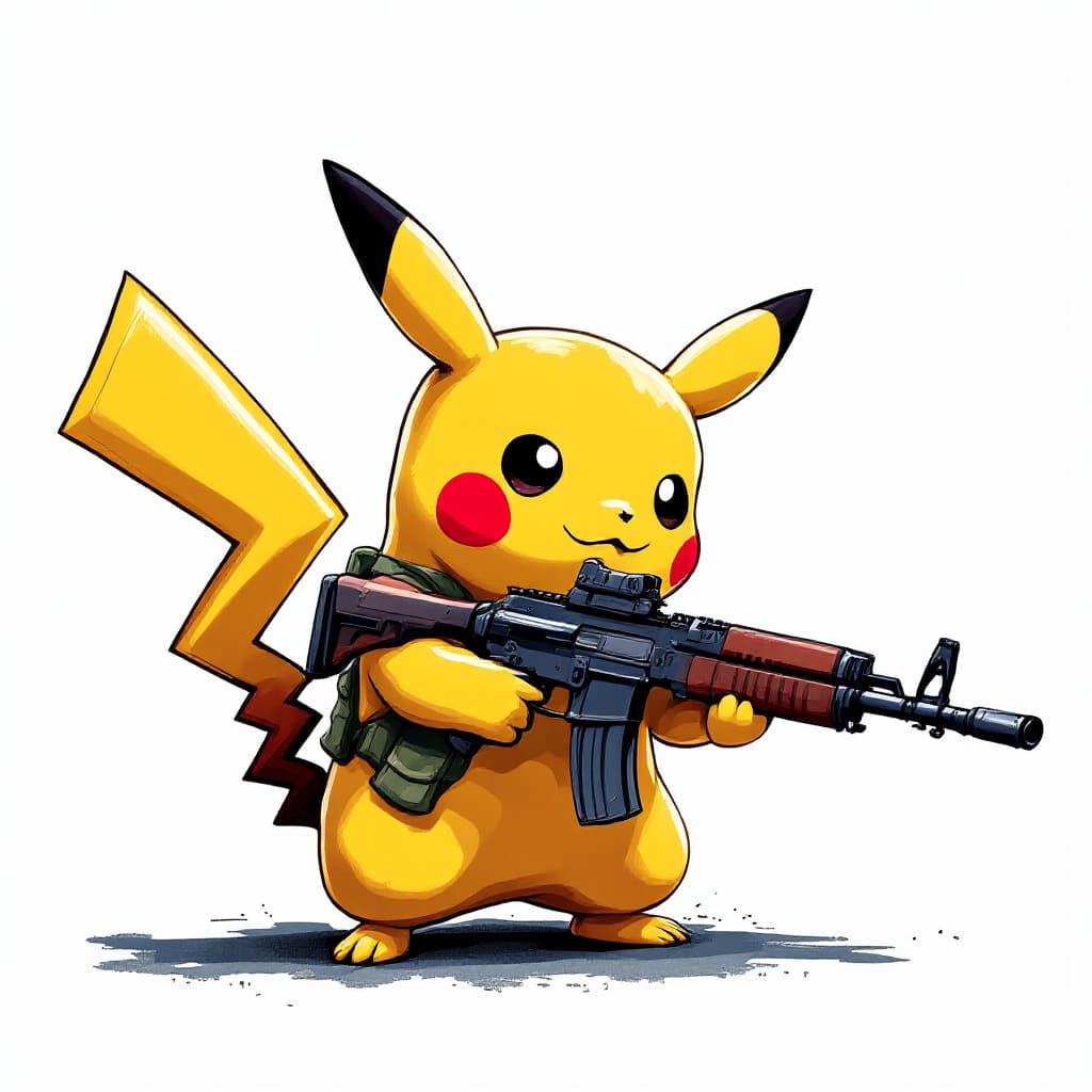 AI generated: pikachu with an ak47