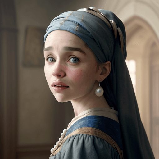 AI generated: Emilia Clarke inspired by The girl with a pearl earring