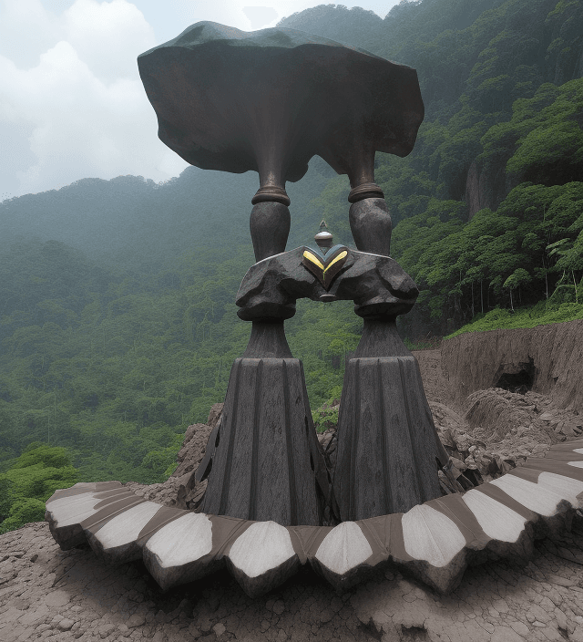 AI generated: Keris, bilah berkelok-kelok seperti ular, bentuk yang sangat indah, besi berwarna hitam