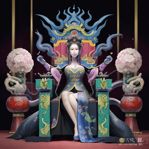 AI generated: showcase the magnificence of Orochi, colorful masterpiece, 1 lady, extremely detailed dragon, luxury...