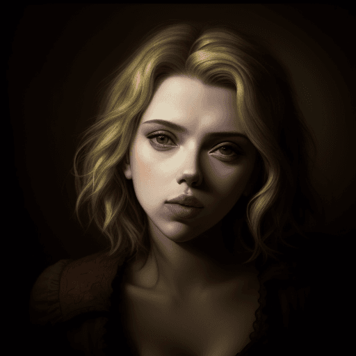 AI generated: Girl - Scarlett Johansson - portrait - photo
 -Rembrandt Light-SOFT LIGHT -