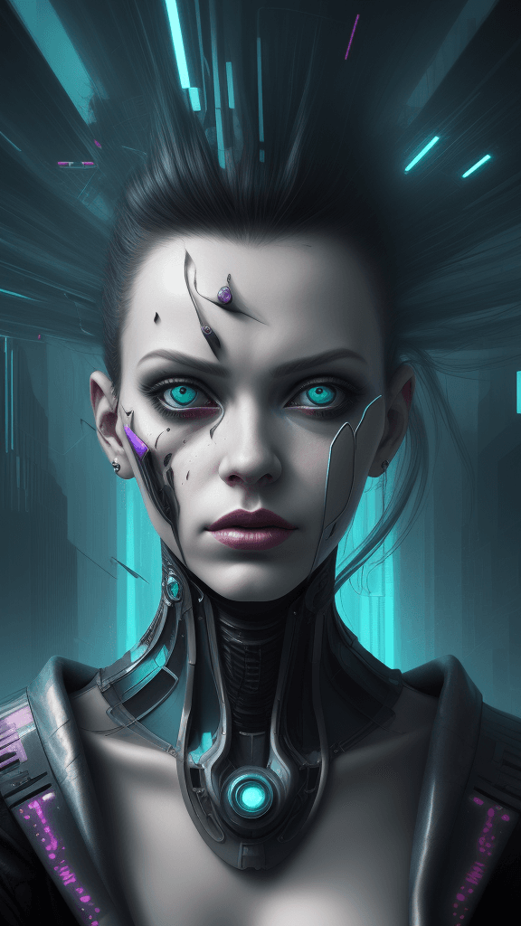 AI generated: surreal portrait photography
surrealist art style
beautiful fantasy portrait
cyberpunk woman
distort...