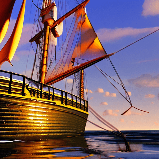 AI generated: Photo of a ultra realistic sailing ship, dramatic light, pale sunrise, cinematic lighting, battered,...