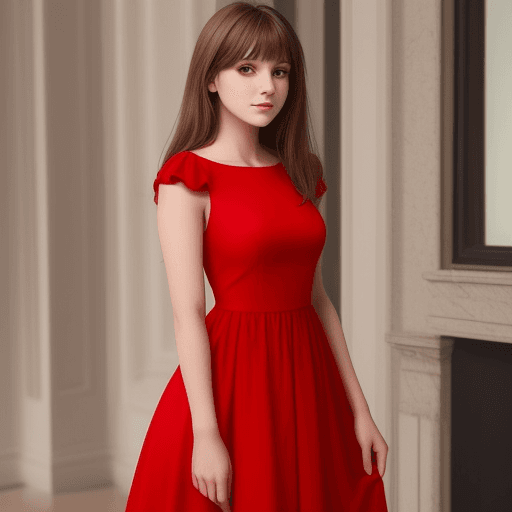 AI generated: a beautiful girl wearing a red dress
