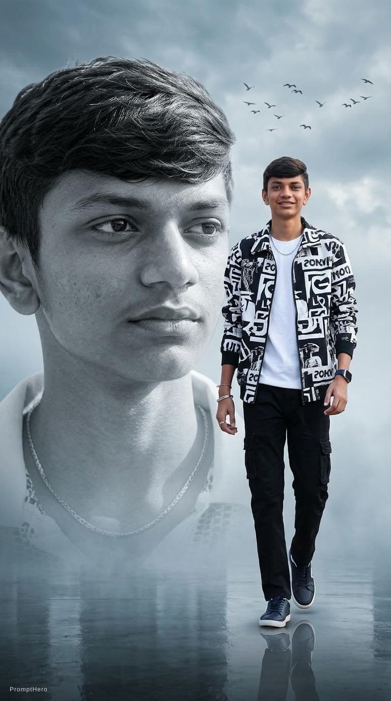 AI generated: Generate an utra-realistic cinematic poster of the uploaded handsome man with stylish wavy and well ...