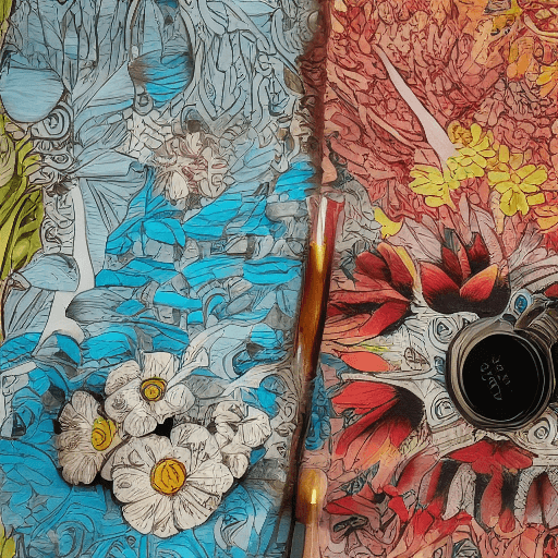 AI generated: very detailed drawing of a dinosaur which is surrounded by beautiful flowers and trippy mushrooms in...