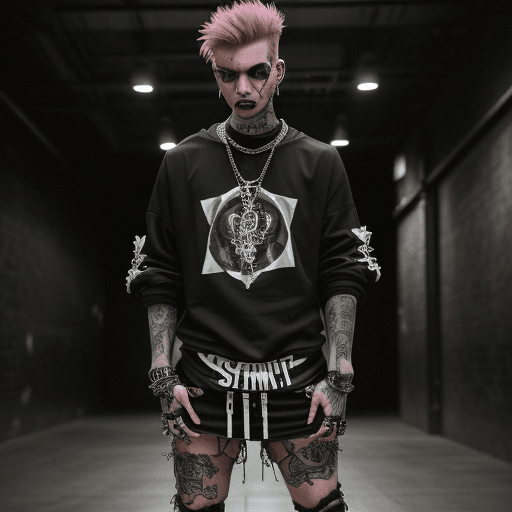 AI generated: high-resolution photograph of a male model wearing full (Saint-Fresh) clothing brand outfit, fashion...
