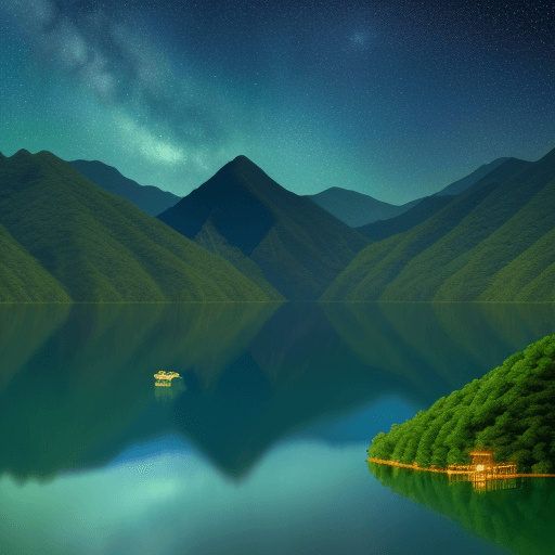 AI generated: Wallpaper，Lugu Lake is like a paradise on earth, the water there is crystal clear, and there are dar...