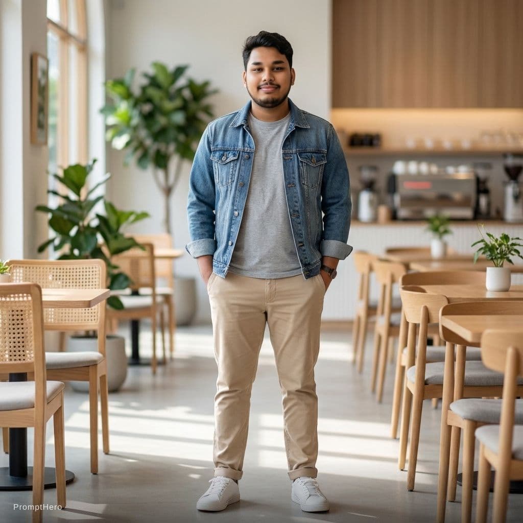 AI generated: 	Avatar masculino jovem, aparência natural, estilo casual moderno, corpo normal.