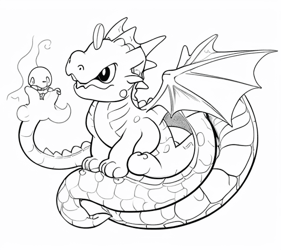 AI generated: cartoon sweet baby dragon with mario bross clouth with only the lines so i can paint it and fit the ...