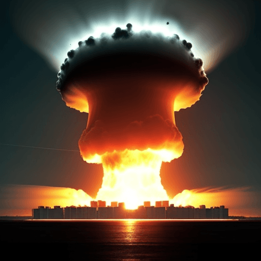 AI generated: closer nuclear, destroyed the environment, the new science-future opposite