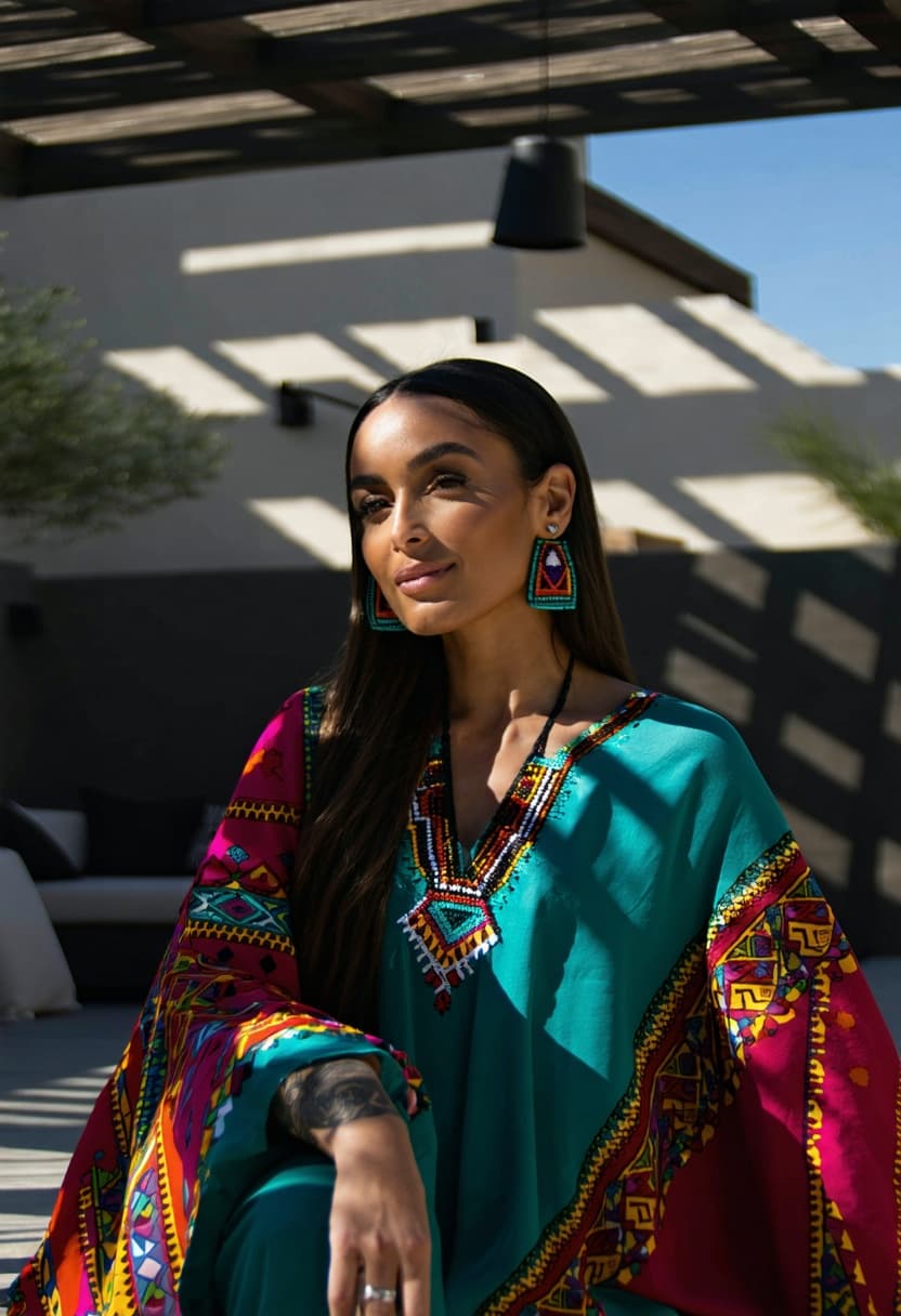 AI generated: Wearing a beautiful Moroccan caftan.