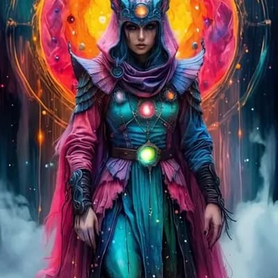 AI generated video: In the cosmic depths of a surreal metaverse, an otherworldly explorer emerges, their presence both h...