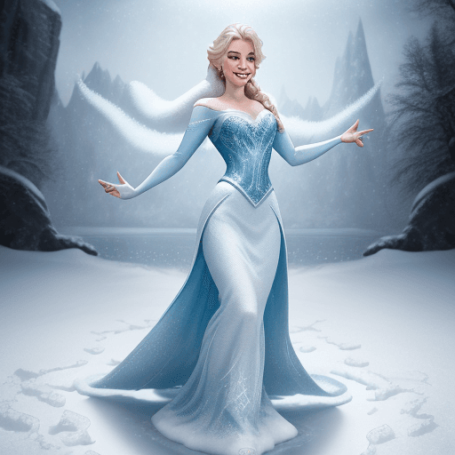 AI generated: Elsa from Disney Live series, (detailed stunning snow environment), cinematic, cover art, full body,...