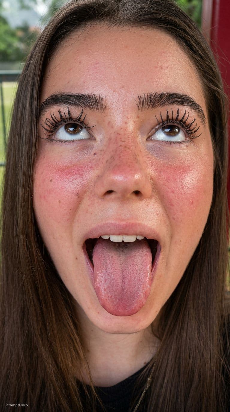 AI generated: Aheago face, tongue out