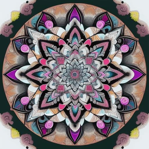 AI generated: detailed drawing of colorful patterned mandala