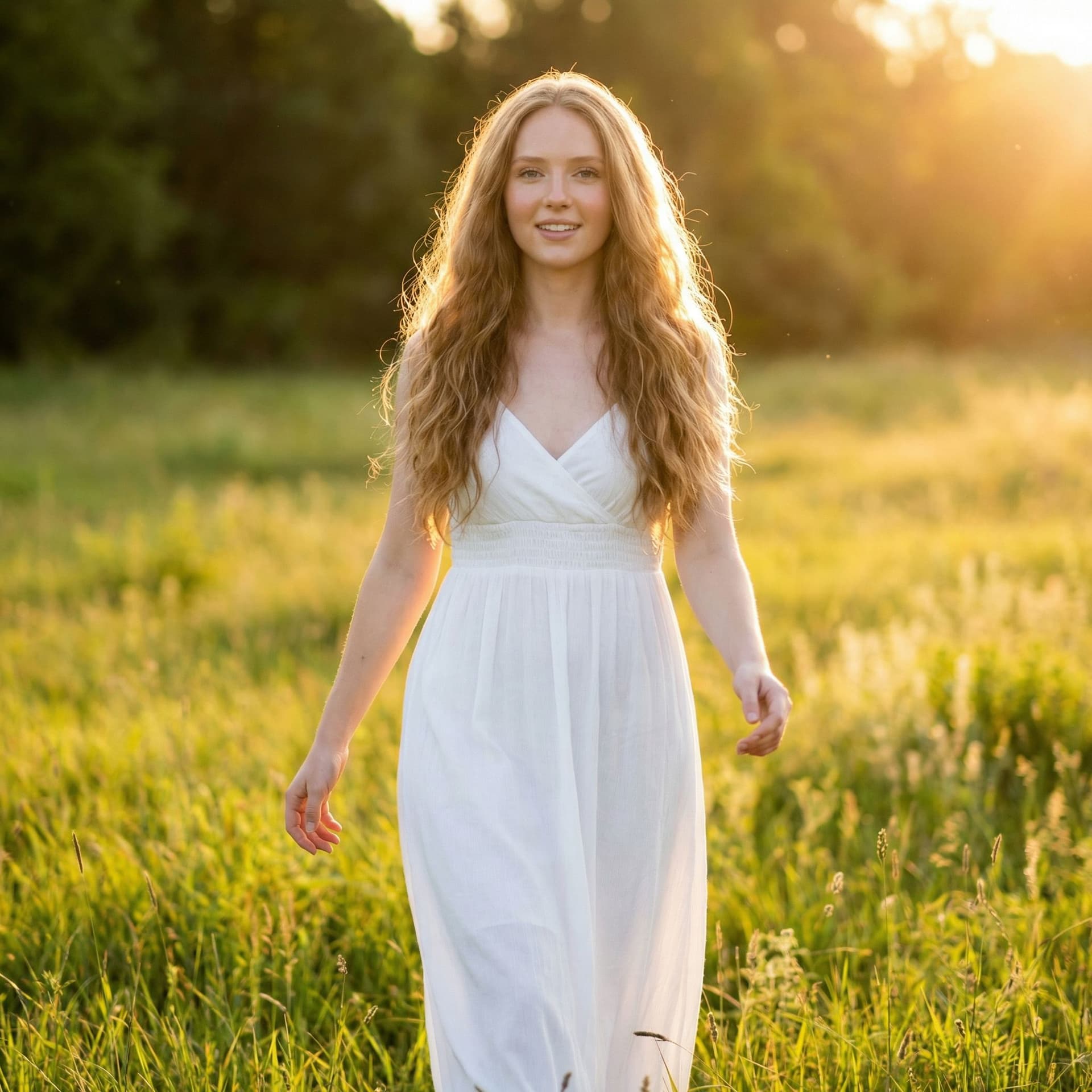 AI generated: A young beautiful girl very fair glowing skin and showing full body 
