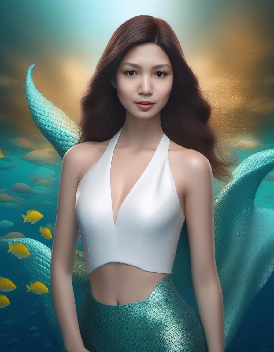 AI generated: ((Masterpiece)), Bust Portrait, fashion ((mermaid)), octane render, realistic CGI, Aquatic

Model:...