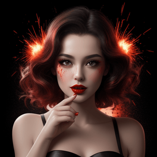 AI generated: red lipstick exploding, dark background, product photography, ultra realistic --c 10