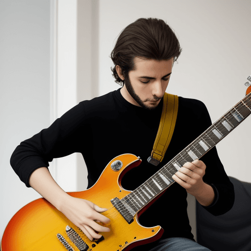 AI generated: Guitarrista haciendo un solo con el multiverso detrás 