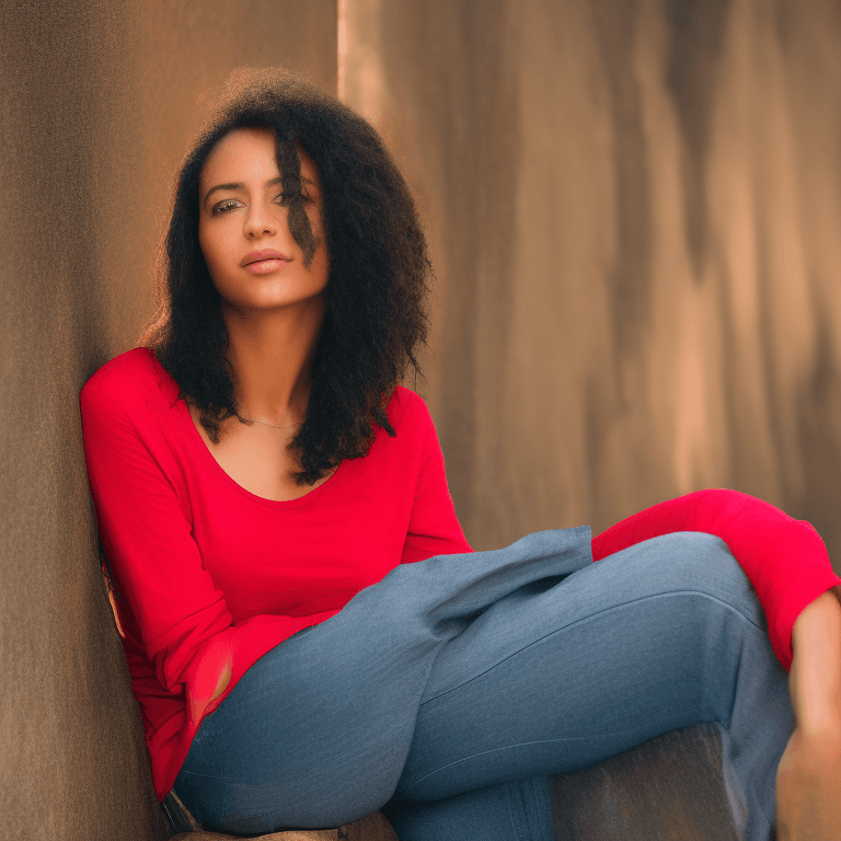 AI generated: A waist-up portrait of a young beautiful of mixed-races girl,, soft natural skin, medium bob hairsty...