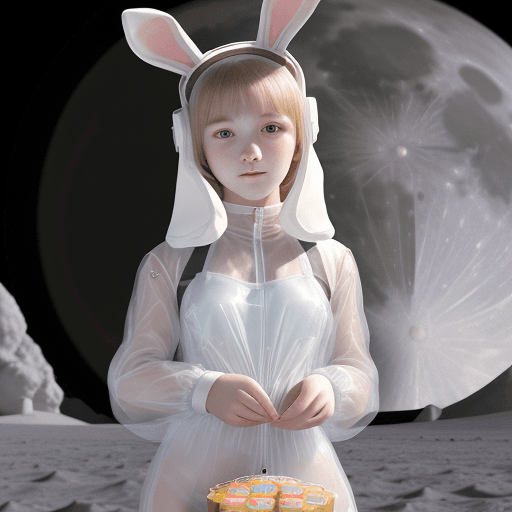 AI generated: 16 year old with rabbit ears on her head and transparent clothes that don't leak Russian girl making...