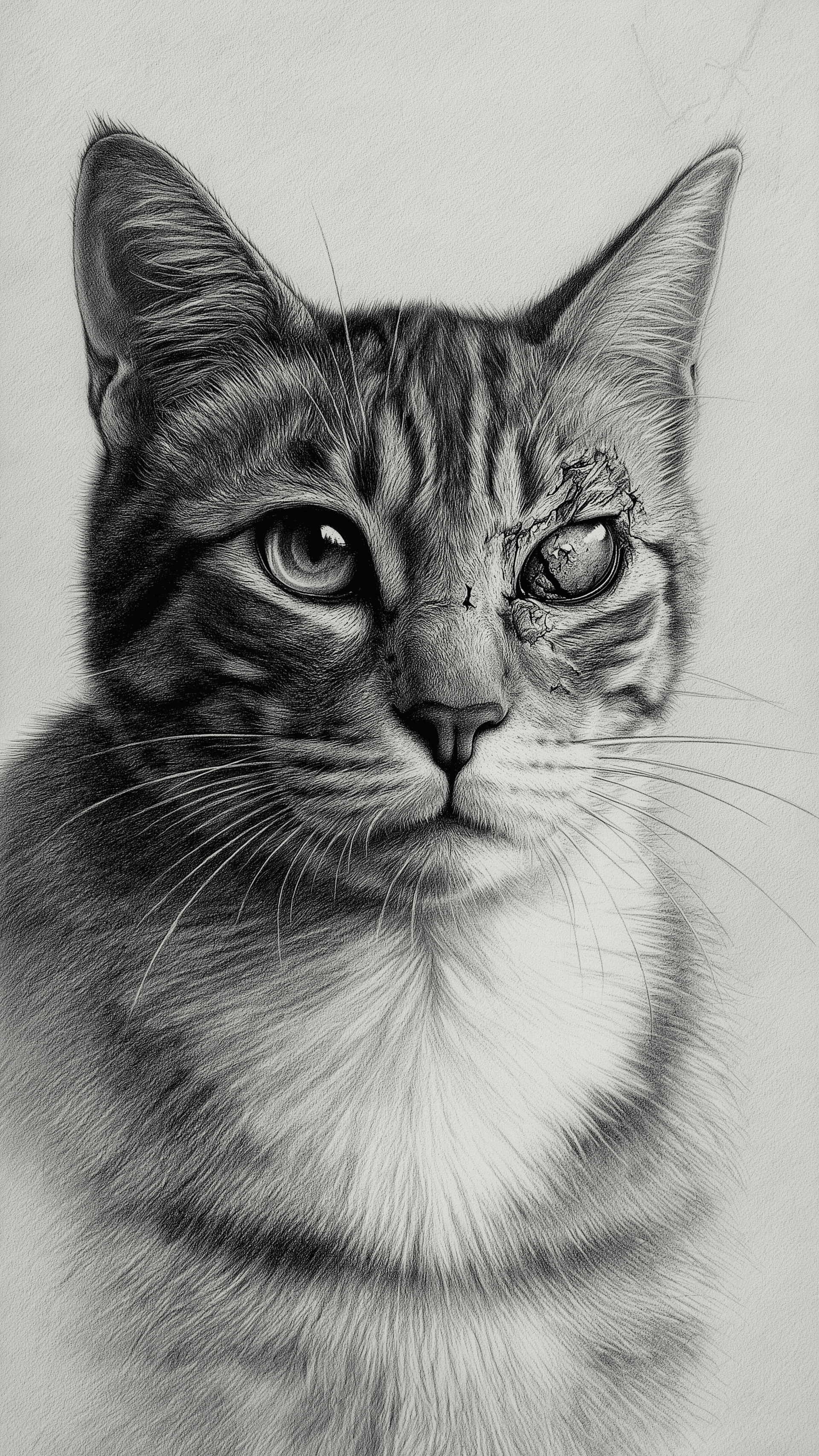 AI generated: A close-up of a stray cat with scratches on his nose, he is old, he has a deep, intelligent look, hi...