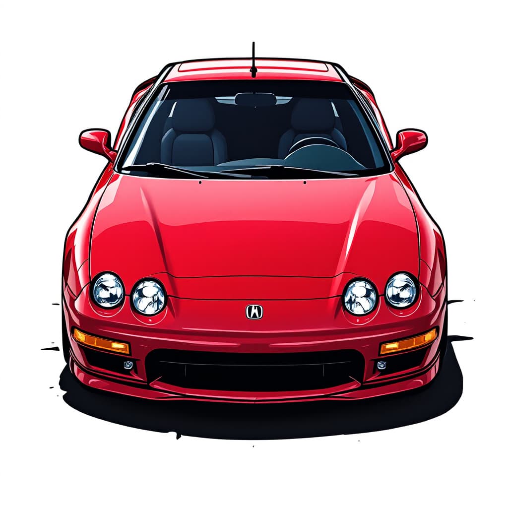 AI generated: Vector, a 1998 Acura Integra, red, on a white background, simple vector art
