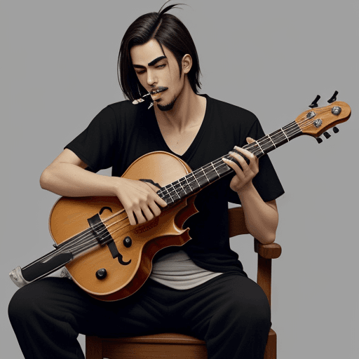 AI generated: yasuo segurando um violao enquanto fuma