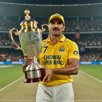 AI generated video: Lifting trophy with msd csk seme outfit 