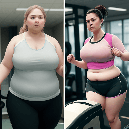 AI generated: Generates a hyper-realistic image of a lady, left overweight and right having lost weight through ex...