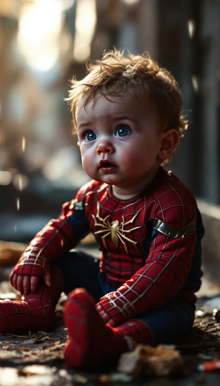 AI generated: baby spiderman, realistic, cinematic