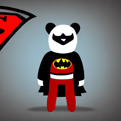 AI generated: Oso panda superhéroe diseñado perfectamente, el panda debe tener la capa de superheroe color Rojo y ...