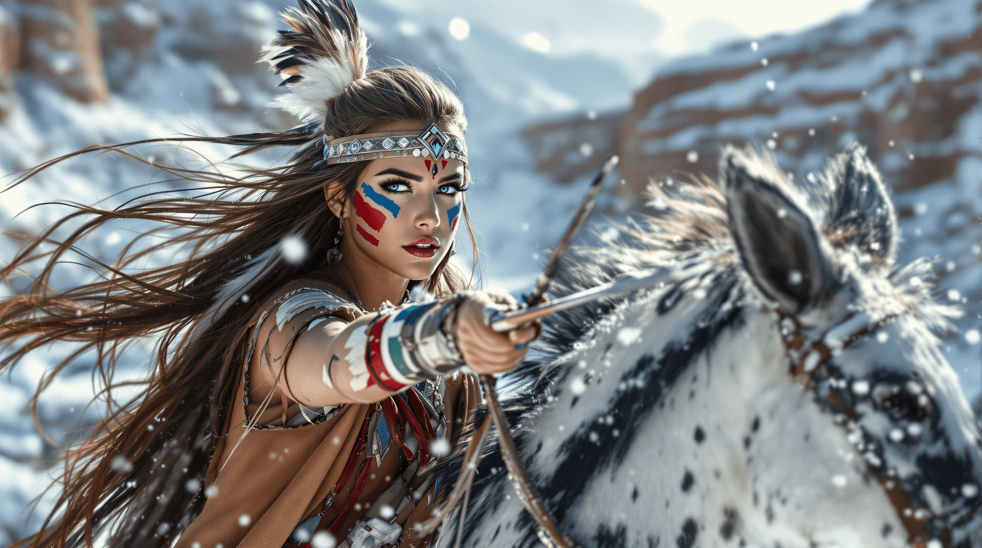 AI generated: Incredibly beautiful Norwegian with blue eyes, long eyelashes, black eyeliner, freckles. Dressed in ...