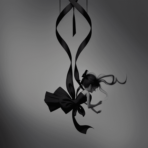 AI generated: black ribbon twisted and suspended in the air