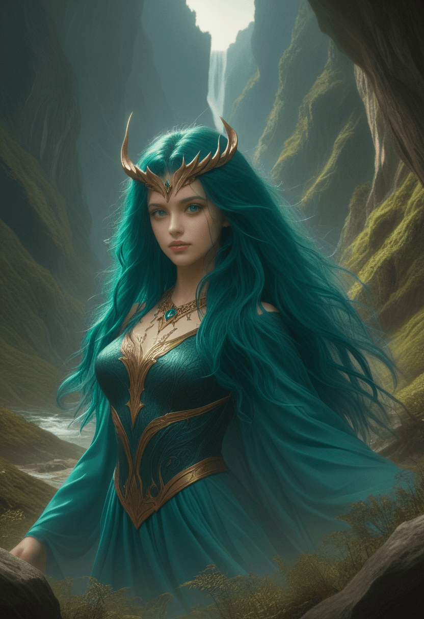 AI generated: Strong alicorn,dark blue hair with green mane and tail,dynamic colors,fantasy landscape setting,high...