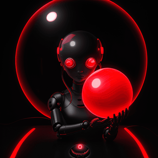 AI generated: the cover art of rood magazine has a sphere, a worm, and a glowing red light, in the style of concep...