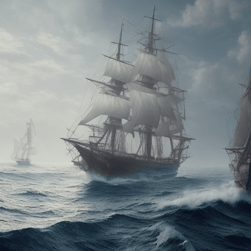 AI generated: Photo of a ultra realistic sailing ship, dramatic light, pale sunrise, cinematic lighting, battered,...