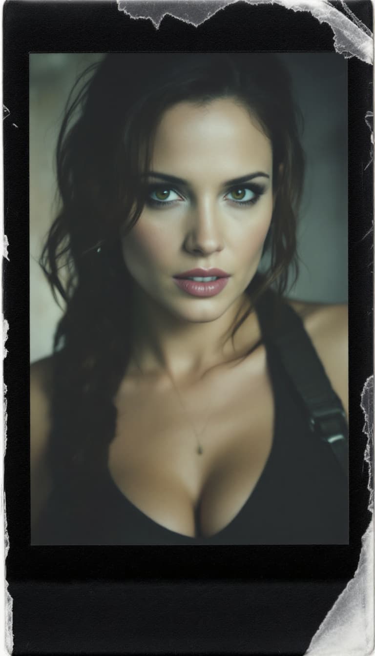 AI generated: Hayley Atwell, Tomb Raider 2013,shot on a Polaroid photo 