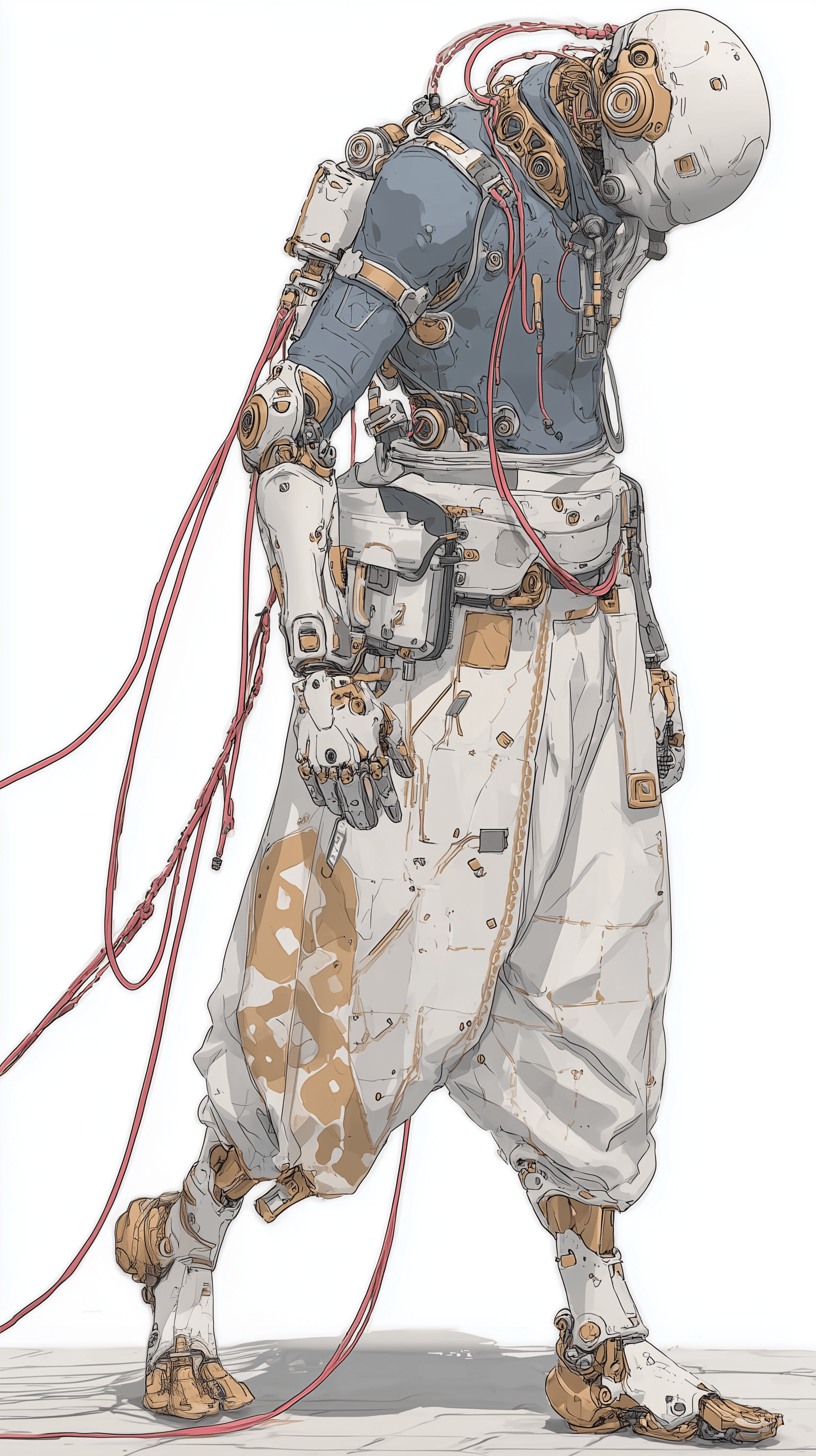AI generated: concept art, neurosync diver character for deep cognition vault world, full-body, wearing translucen...