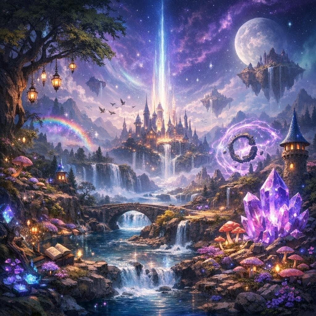 AI generated: Create a unique environment/Biome of a Magic→ The Magic Realm (Fantastical Land of Magic)