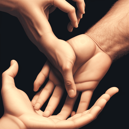 AI generated: god touching man hand