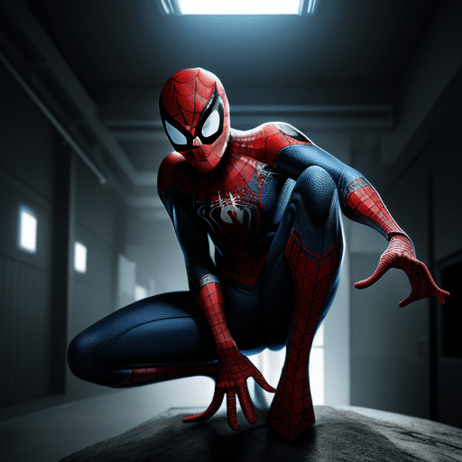 AI generated: spiderman of the future, in modern suit, high quality image, cinematic, extreme detail, full body