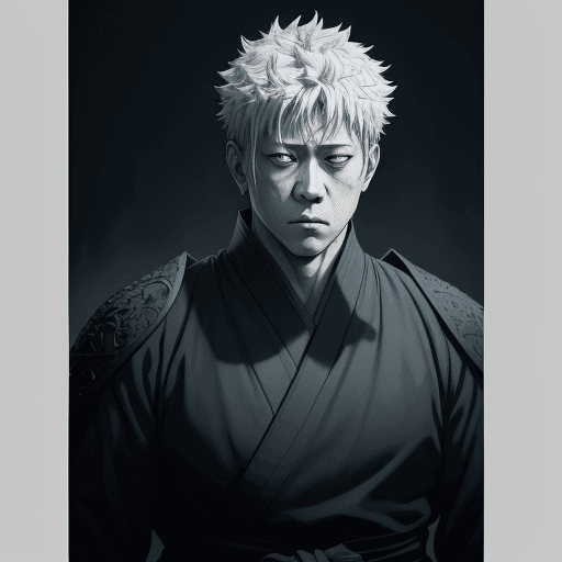 AI generated: full shot, front view, concept drawing of manga character "Satoru Gojo" from the anime "Jujutsu Kais...